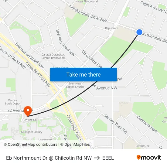 Eb Northmount Dr @ Chilcotin Rd NW to EEEL map