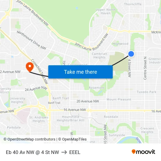 Eb 40 Av NW @ 4 St NW to EEEL map