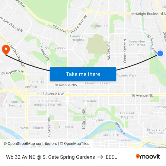 Wb 32 Av NE @ S. Gate Spring Gardens to EEEL map