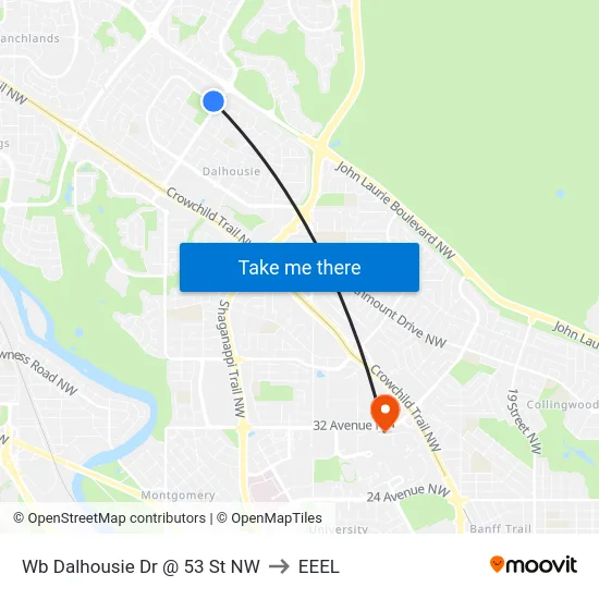 Wb Dalhousie Dr @ 53 St NW to EEEL map