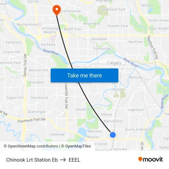 Chinook Lrt Station Eb to EEEL map
