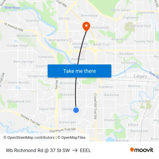 Wb Richmond Rd @ 37 St SW to EEEL map