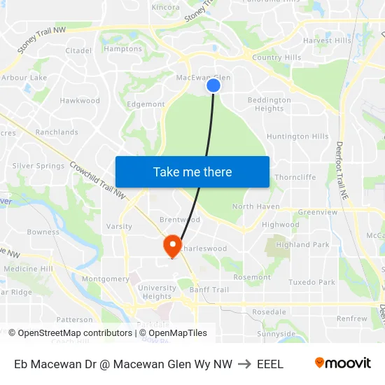 Eb Macewan Dr @ Macewan Glen Wy NW to EEEL map