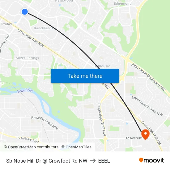 Sb Nose Hill Dr @ Crowfoot Rd NW to EEEL map