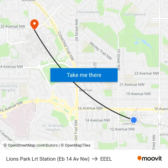 Lions Park Lrt Station (Eb 14 Av Nw) to EEEL map
