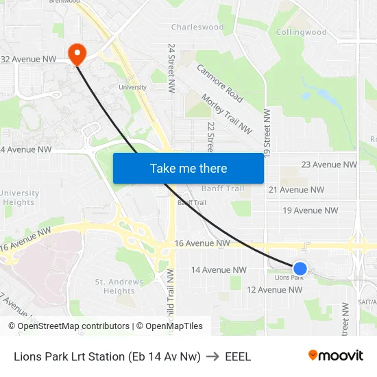 Lions Park Lrt Station (Eb 14 Av Nw) to EEEL map