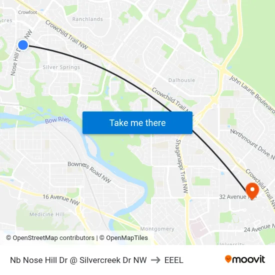 Nb Nose Hill Dr @ Silvercreek Dr NW to EEEL map