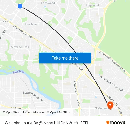 Wb John Laurie Bv @ Nose Hill Dr NW to EEEL map