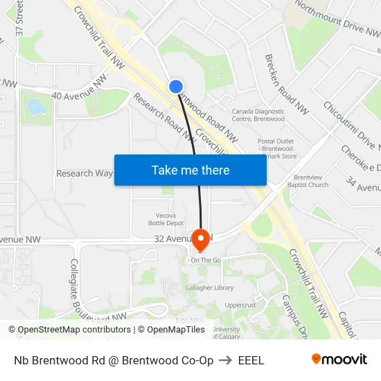 Nb Brentwood Rd @ Brentwood Co-Op to EEEL map
