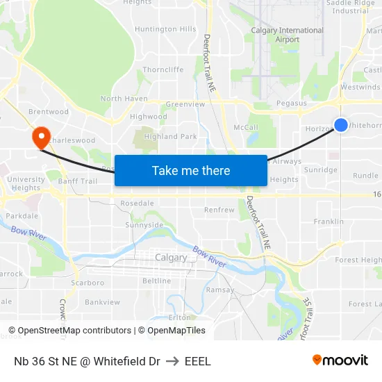 Nb 36 St NE @ Whitefield Dr to EEEL map
