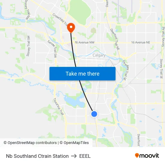 Nb Southland Ctrain Station to EEEL map