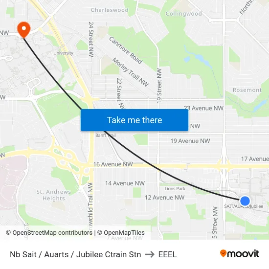 Nb Sait / Auarts / Jubilee Ctrain Stn to EEEL map