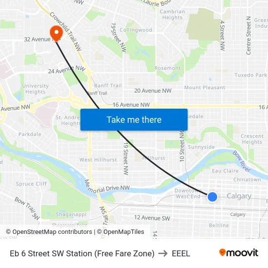 Eb 6 Street SW Station (Free Fare Zone) to EEEL map