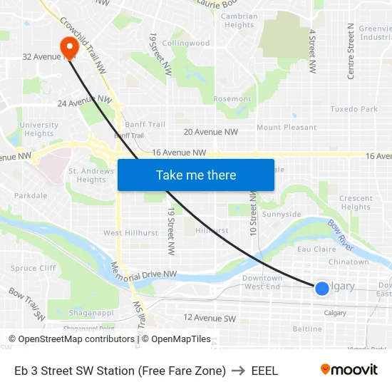 Eb 3 Street SW Station (Free Fare Zone) to EEEL map