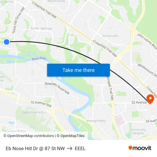 Eb Nose Hill Dr @ 87 St NW to EEEL map