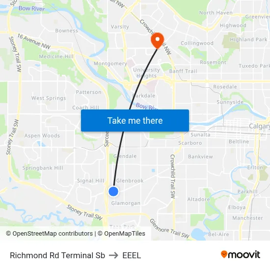 Richmond Rd Terminal Sb to EEEL map