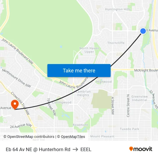 Eb 64 Av NE @ Hunterhorn Rd to EEEL map