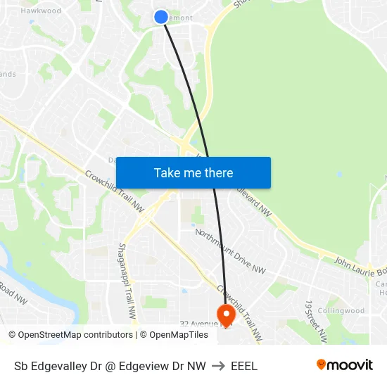 Sb  Edgevalley Dr @ Edgeview Dr NW to EEEL map