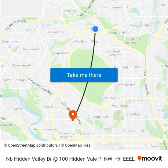 Nb Hidden Valley Dr @ 100 Hidden Vale Pl NW to EEEL map