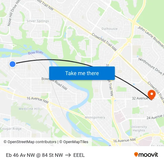 Eb 46 Av NW @ 84 St NW to EEEL map