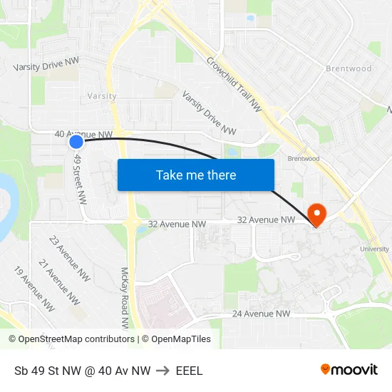 Sb 49 St NW @ 40 Av NW to EEEL map