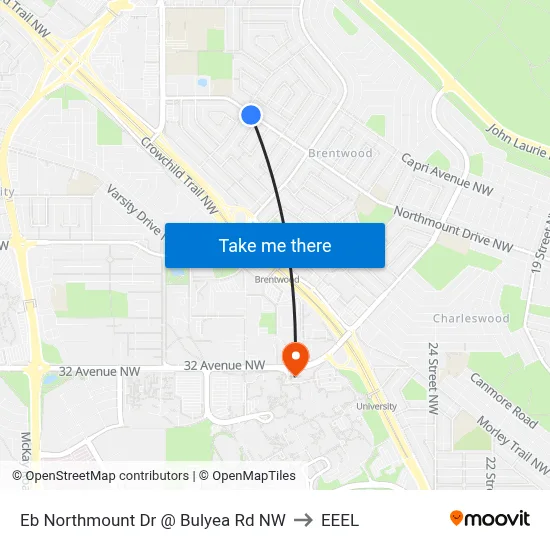 Eb Northmount Dr @ Bulyea Rd NW to EEEL map