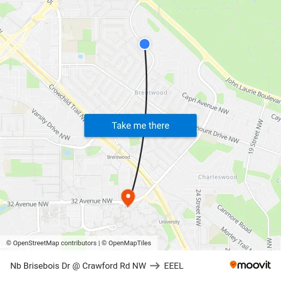 Nb Brisebois Dr @ Crawford Rd NW to EEEL map