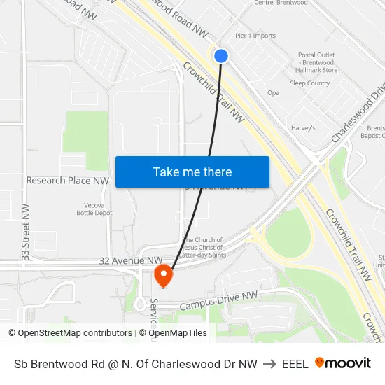 Sb Brentwood Rd @ N. Of Charleswood Dr NW to EEEL map