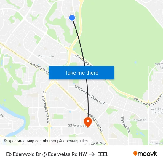 Eb Edenwold Dr @ Edelweiss Rd NW to EEEL map