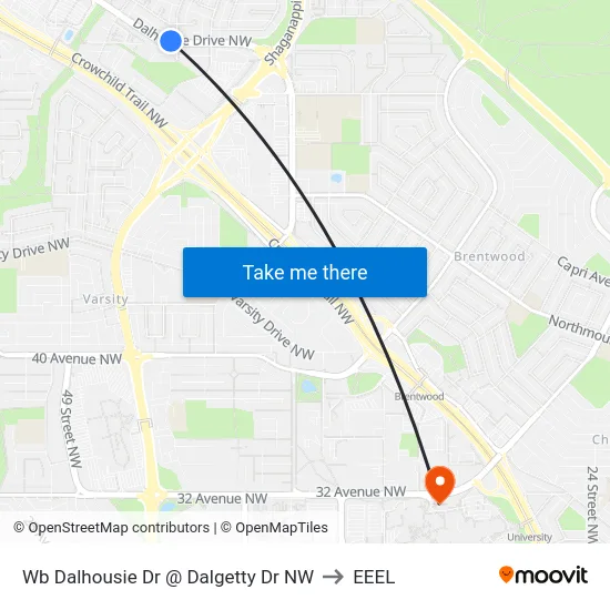 Wb Dalhousie Dr @ Dalgetty Dr NW to EEEL map