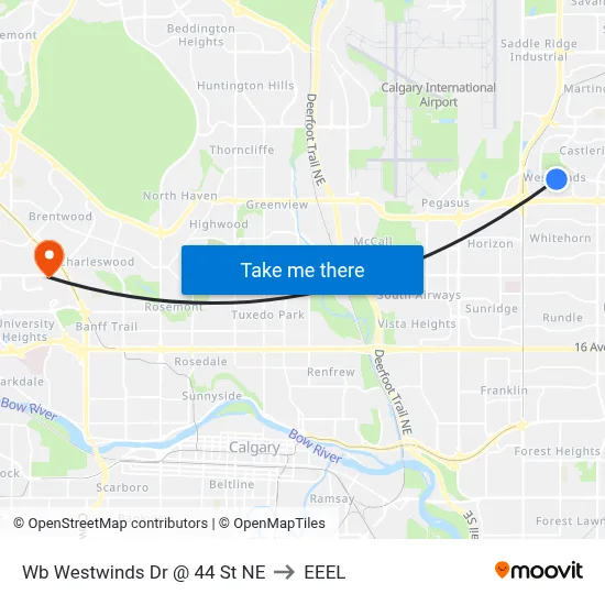 Wb Westwinds Dr @ 44 St NE to EEEL map