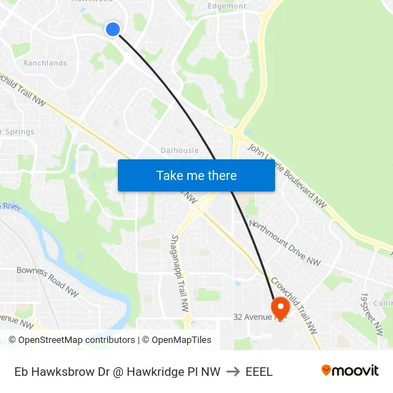 Eb Hawksbrow Dr @ Hawkridge Pl NW to EEEL map