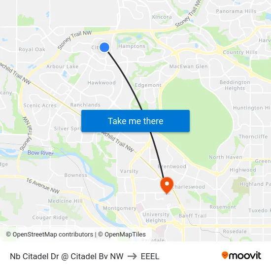 Nb Citadel Dr @ Citadel Bv NW to EEEL map