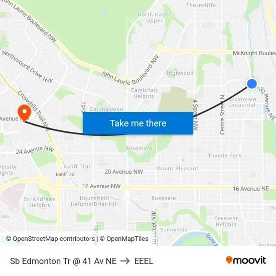 Sb Edmonton Tr @ 41 Av NE to EEEL map