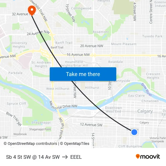 Sb 4 St SW @ 14 Av SW to EEEL map