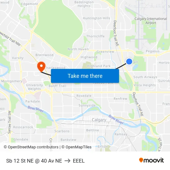 Sb 12 St NE @ 40 Av NE to EEEL map