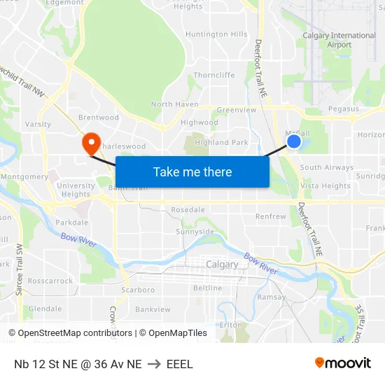 Nb 12 St NE @ 36 Av NE to EEEL map