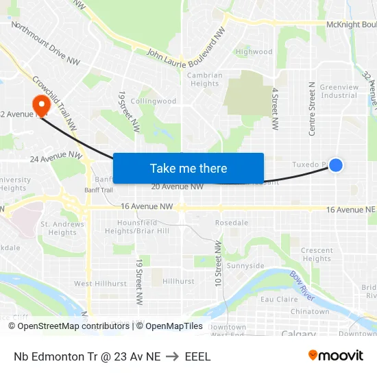 Nb Edmonton Tr @ 23 Av NE to EEEL map