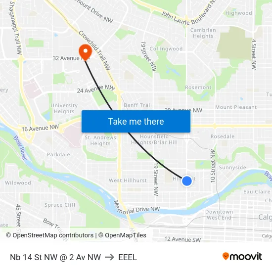 Nb 14 St NW @ 2 Av NW to EEEL map