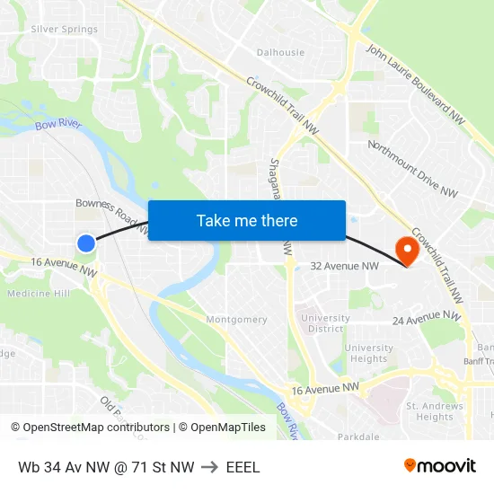Wb 34 Av NW @ 71 St NW to EEEL map
