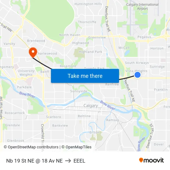 Nb 19 St NE @ 18 Av NE to EEEL map