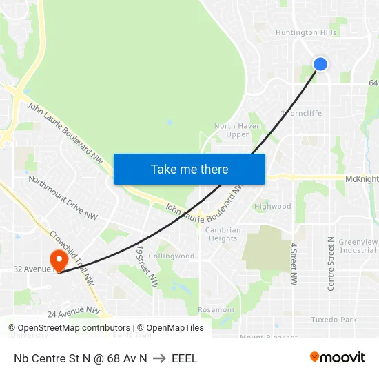 Nb Centre St N @ 68 Av N to EEEL map