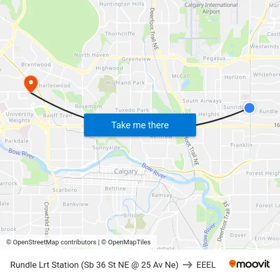 Rundle Lrt Station (Sb 36 St NE @ 25 Av Ne) to EEEL map