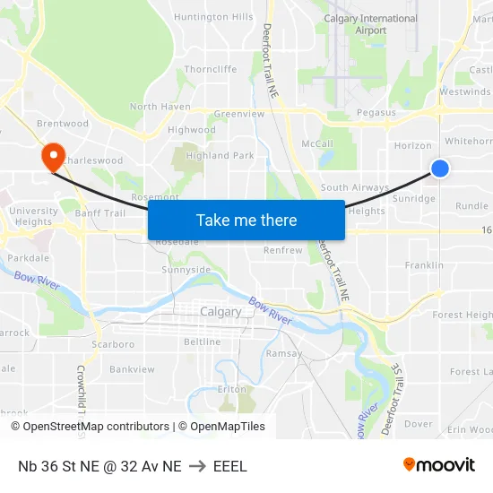 Nb 36 St NE @ 32 Av NE to EEEL map