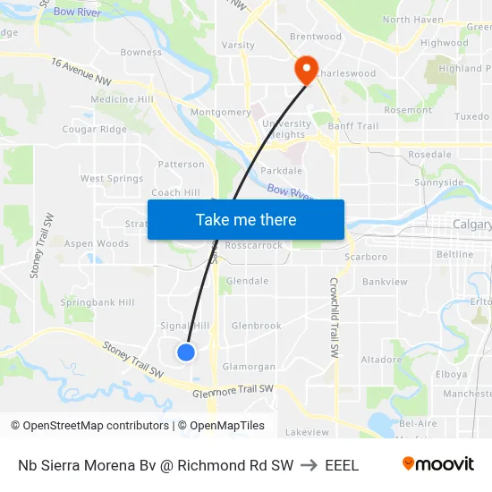 Nb Sierra Morena Bv @ Richmond Rd SW to EEEL map