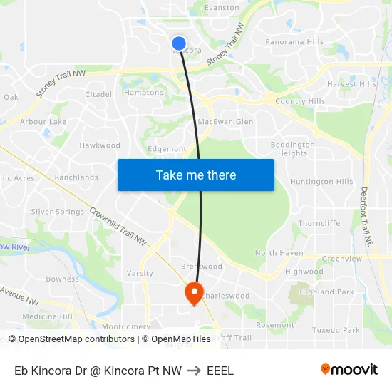 Eb Kincora Dr @ Kincora Pt NW to EEEL map