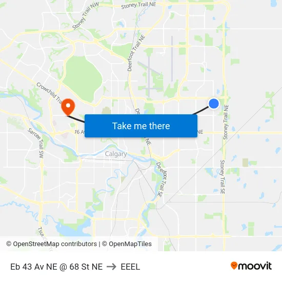 Eb 43 Av NE @ 68 St NE to EEEL map