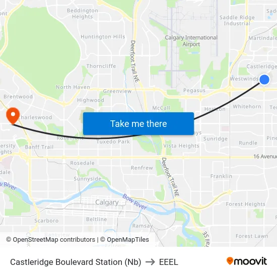Castleridge Boulevard Station (Nb) to EEEL map