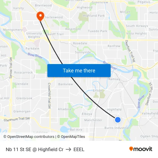 Nb 11 St SE @ Highfield Cr to EEEL map