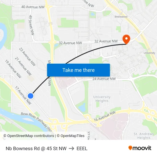 Nb Bowness Rd @ 45 St NW to EEEL map